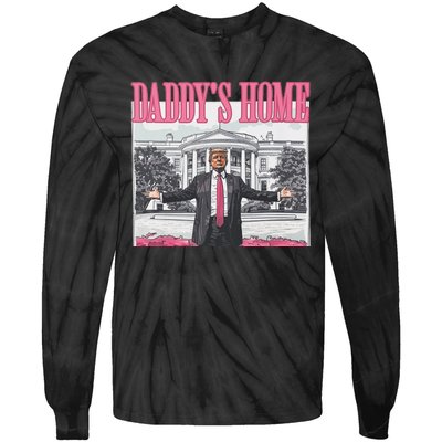 Funny Trump Pink Daddys Home Trump 2024 Tie-Dye Long Sleeve Shirt