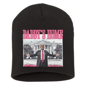 Funny Trump Pink Daddys Home Trump 2024 Short Acrylic Beanie