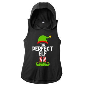 Funny The Perfect Elf Christmas Family Party Pajama Ladies PosiCharge Tri-Blend Wicking Draft Hoodie Tank