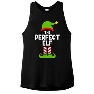 Funny The Perfect Elf Christmas Family Party Pajama Ladies PosiCharge Tri-Blend Wicking Tank