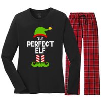 Funny The Perfect Elf Christmas Family Party Pajama Women's Long Sleeve Flannel Pajama Set 