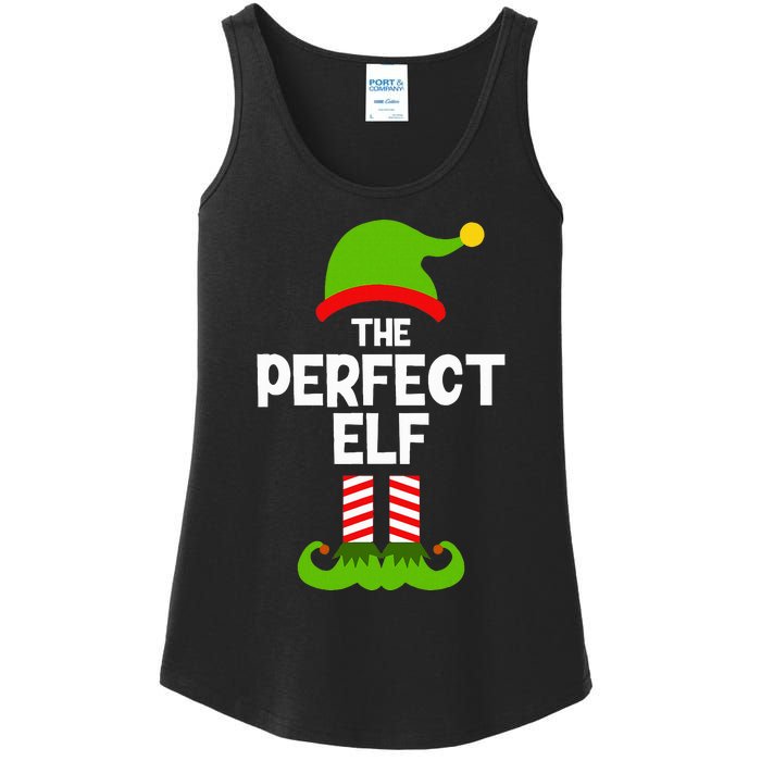 Funny The Perfect Elf Christmas Family Party Pajama Ladies Essential Tank