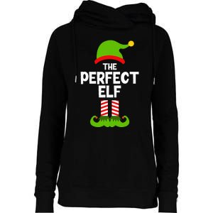 Funny The Perfect Elf Christmas Family Party Pajama Womens Funnel Neck Pullover Hood