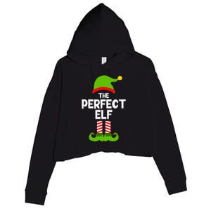 Funny The Perfect Elf Christmas Family Party Pajama Crop Fleece Hoodie