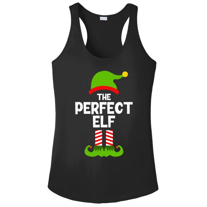 Funny The Perfect Elf Christmas Family Party Pajama Ladies PosiCharge Competitor Racerback Tank