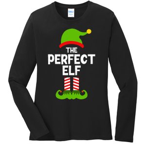 Funny The Perfect Elf Christmas Family Party Pajama Ladies Long Sleeve Shirt