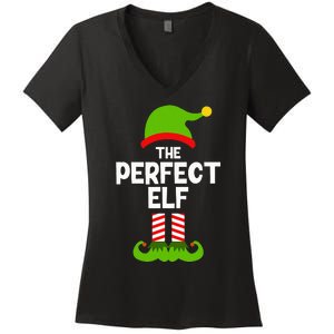 Funny The Perfect Elf Christmas Family Party Pajama Women's V-Neck T-Shirt