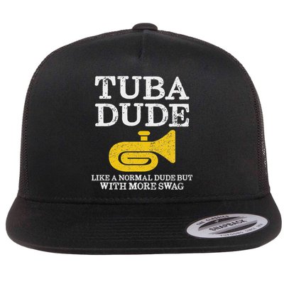 Funny Tuba Player Dude Like Normal But More Swag Flat Bill Trucker Hat