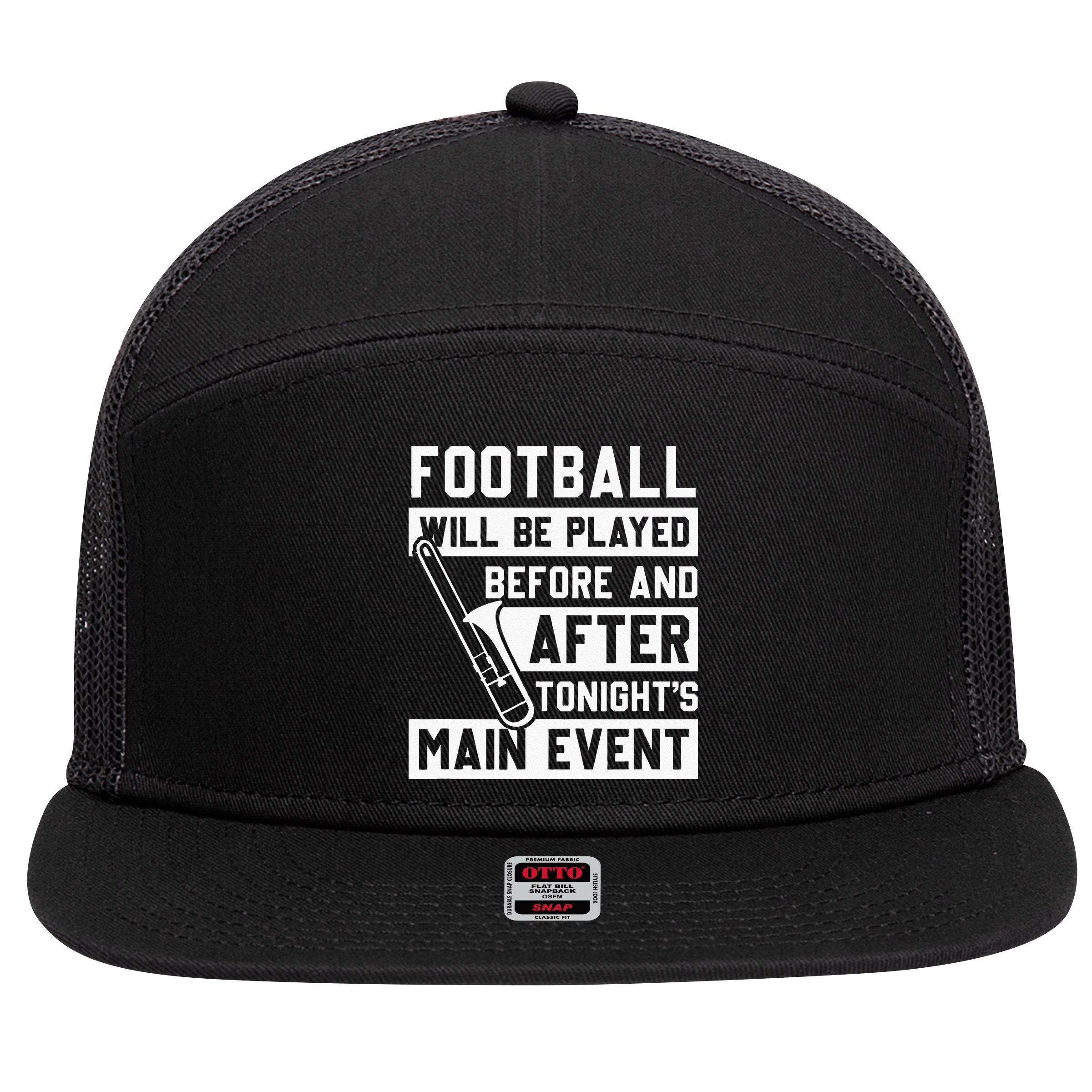 Funny Trombone Player Marching Band 7 Panel Mesh Trucker Snapback Hat
