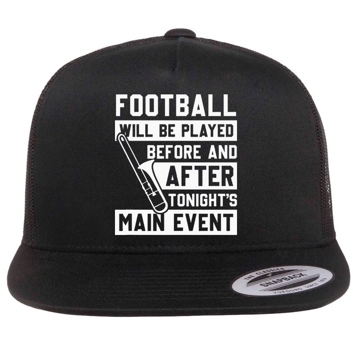 Funny Trombone Player Marching Band Flat Bill Trucker Hat