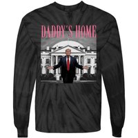 Funny Trump Pink Daddys Home  Trump 2024 Tie-Dye Long Sleeve Shirt