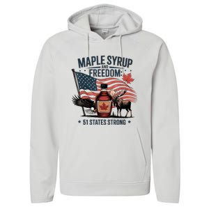 Funny Trump Quote Canada 51st State Of Usa Performance Fleece Hoodie