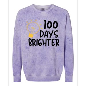 Funny Teacher Quote 100 Days Brighter 100th Day Of School Gift Colorblast Crewneck Sweatshirt