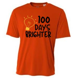 Funny Teacher Quote 100 Days Brighter 100th Day Of School Gift Cooling Performance Crew T-Shirt