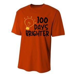 Funny Teacher Quote 100 Days Brighter 100th Day Of School Gift Performance Sprint T-Shirt