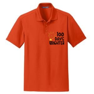 Funny Teacher Quote 100 Days Brighter 100th Day Of School Gift Dry Zone Grid Polo