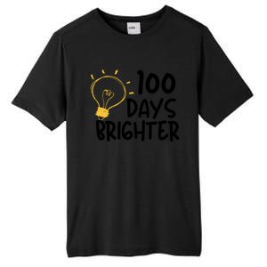 Funny Teacher Quote 100 Days Brighter 100th Day Of School Gift Tall Fusion ChromaSoft Performance T-Shirt