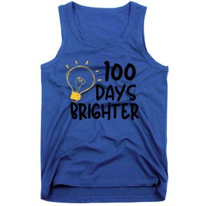 Funny Teacher Quote 100 Days Brighter 100th Day Of School Gift Tank Top