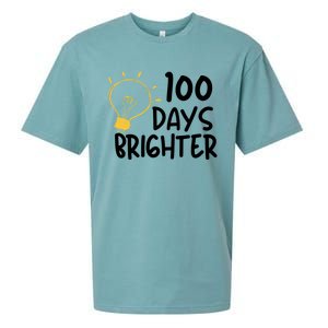 Funny Teacher Quote 100 Days Brighter 100th Day Of School Gift Sueded Cloud Jersey T-Shirt