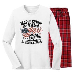 Funny Trump Quote Canada 51st State Of Usa Women's Long Sleeve Flannel Pajama Set 