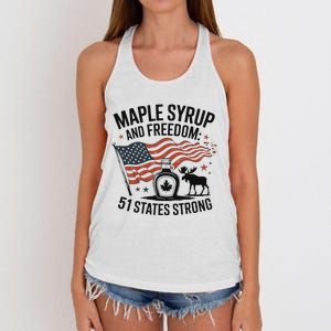 Funny Trump Quote Canada 51st State Of Usa Women's Knotted Racerback Tank