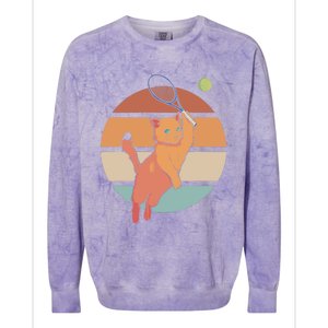 Funny Tennis Racket Cat Playing Tennis Colorblast Crewneck Sweatshirt