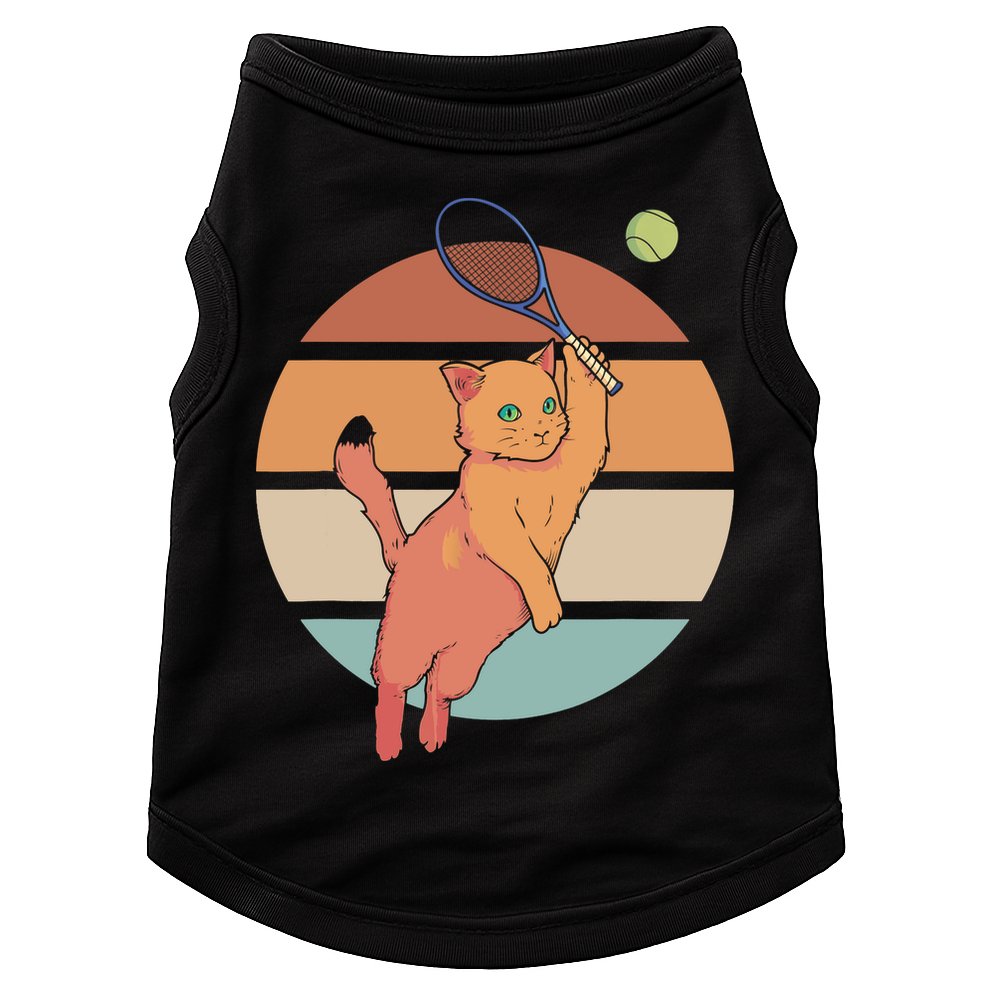 Funny Tennis Racket Cat Playing Tennis Doggie Tank
