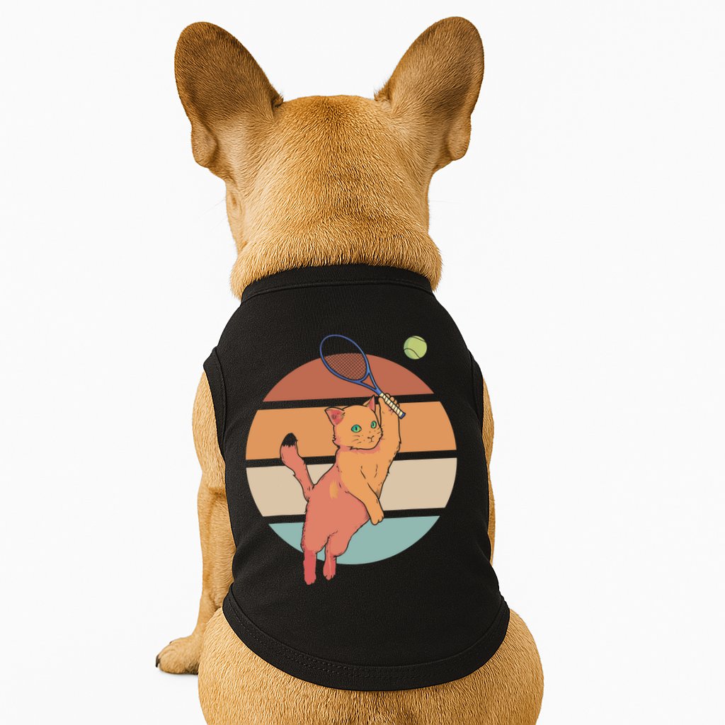 Funny Tennis Racket Cat Playing Tennis Doggie Tank