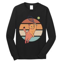 Funny Tennis Racket Cat Playing Tennis Long Sleeve Shirt