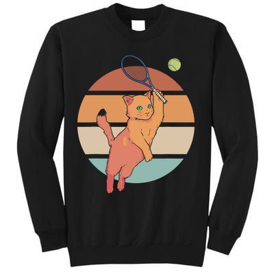 Funny Tennis Racket Cat Playing Tennis Sweatshirt