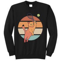 Funny Tennis Racket Cat Playing Tennis Sweatshirt