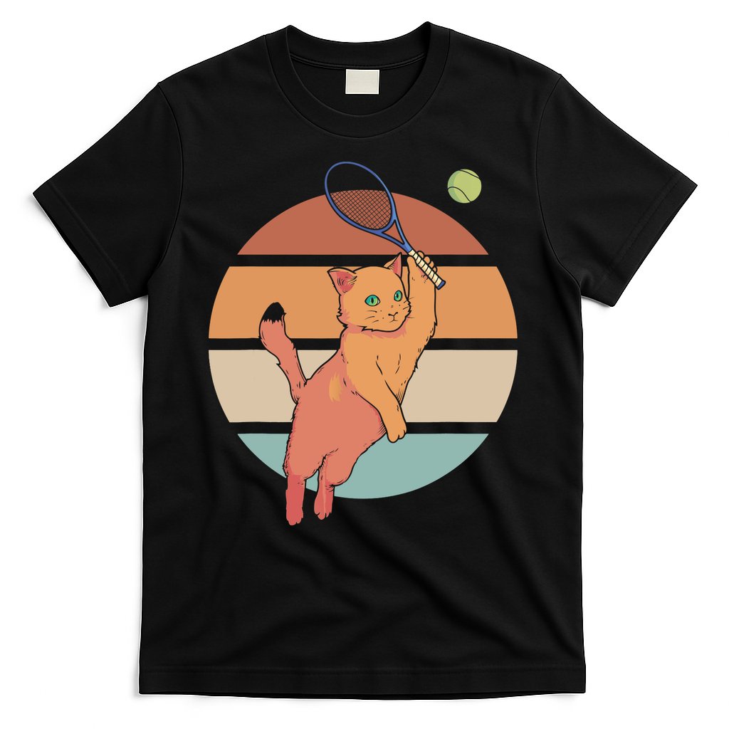 Funny Tennis Racket Cat Playing Tennis T-Shirt