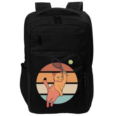 Funny Tennis Racket Cat Playing Tennis Impact Tech Backpack