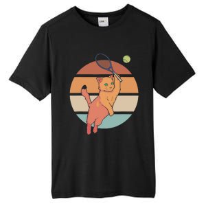 Funny Tennis Racket Cat Playing Tennis Tall Fusion ChromaSoft Performance T-Shirt