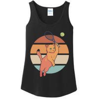 Funny Tennis Racket Cat Playing Tennis Ladies Essential Tank