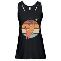 Funny Tennis Racket Cat Playing Tennis Ladies Essential Flowy Tank