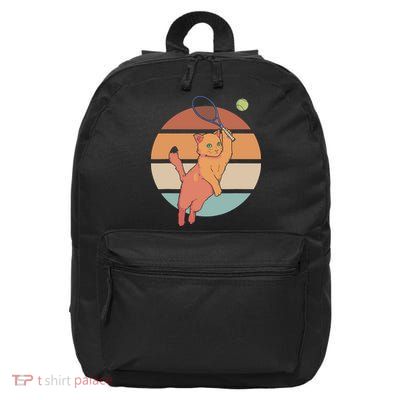 Funny Tennis Racket Cat Playing Tennis 16 in Basic Backpack