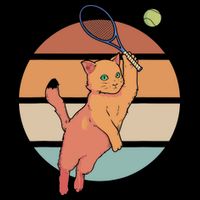 Funny Tennis Racket Cat Playing Tennis 16 in Basic Backpack