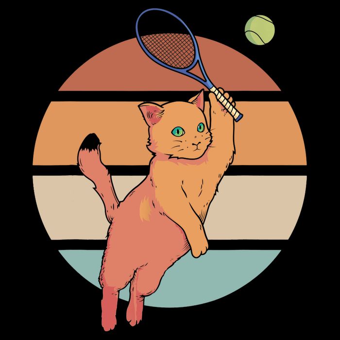 Funny Tennis Racket Cat Playing Tennis 16 in Basic Backpack