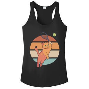 Funny Tennis Racket Cat Playing Tennis Ladies PosiCharge Competitor Racerback Tank