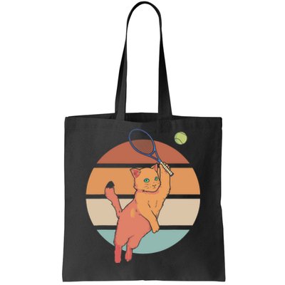 Funny Tennis Racket Cat Playing Tennis Tote Bag