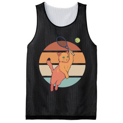 Funny Tennis Racket Cat Playing Tennis Mesh Reversible Basketball Jersey Tank