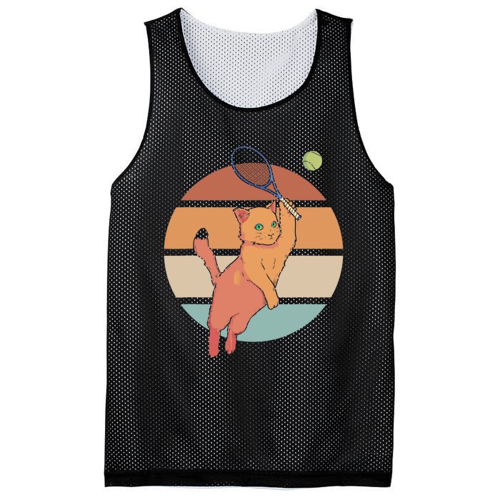 Funny Tennis Racket Cat Playing Tennis Mesh Reversible Basketball Jersey Tank