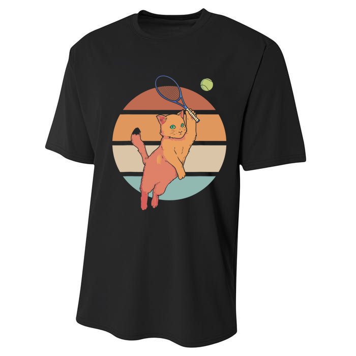 Funny Tennis Racket Cat Playing Tennis Performance Sprint T-Shirt