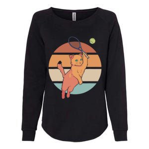 Funny Tennis Racket Cat Playing Tennis Womens California Wash Sweatshirt