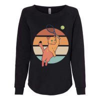 Funny Tennis Racket Cat Playing Tennis Womens California Wash Sweatshirt