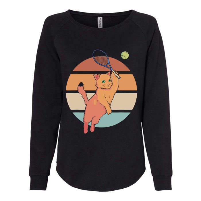 Funny Tennis Racket Cat Playing Tennis Womens California Wash Sweatshirt