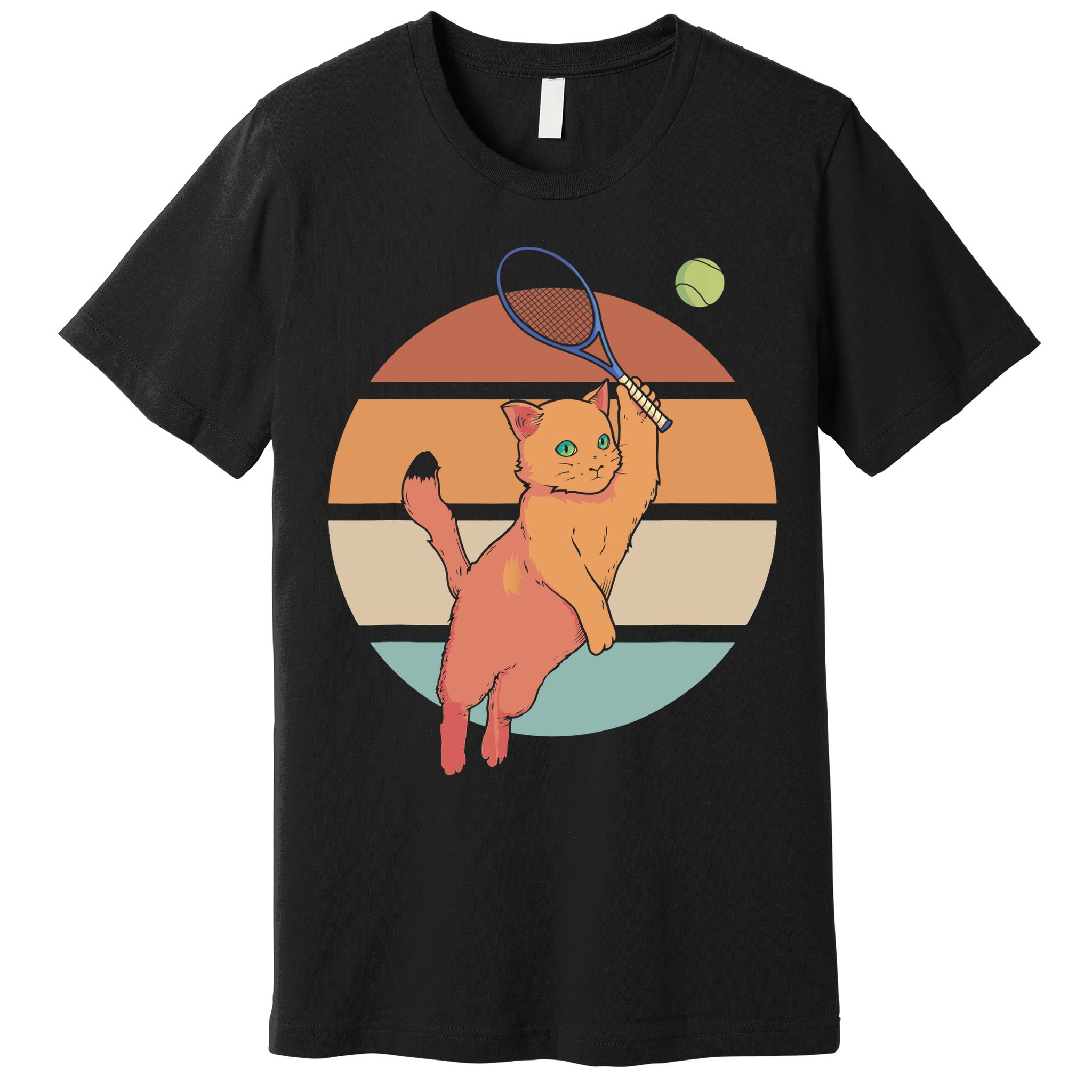 Funny Tennis Racket Cat Playing Tennis Premium T-Shirt
