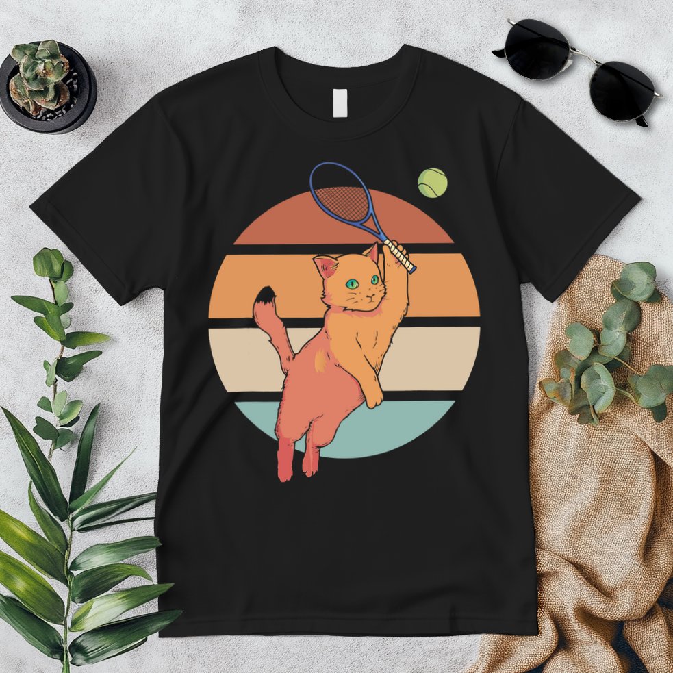 Funny Tennis Racket Cat Playing Tennis Premium T-Shirt