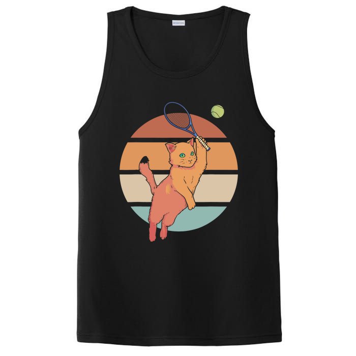 Funny Tennis Racket Cat Playing Tennis PosiCharge Competitor Tank